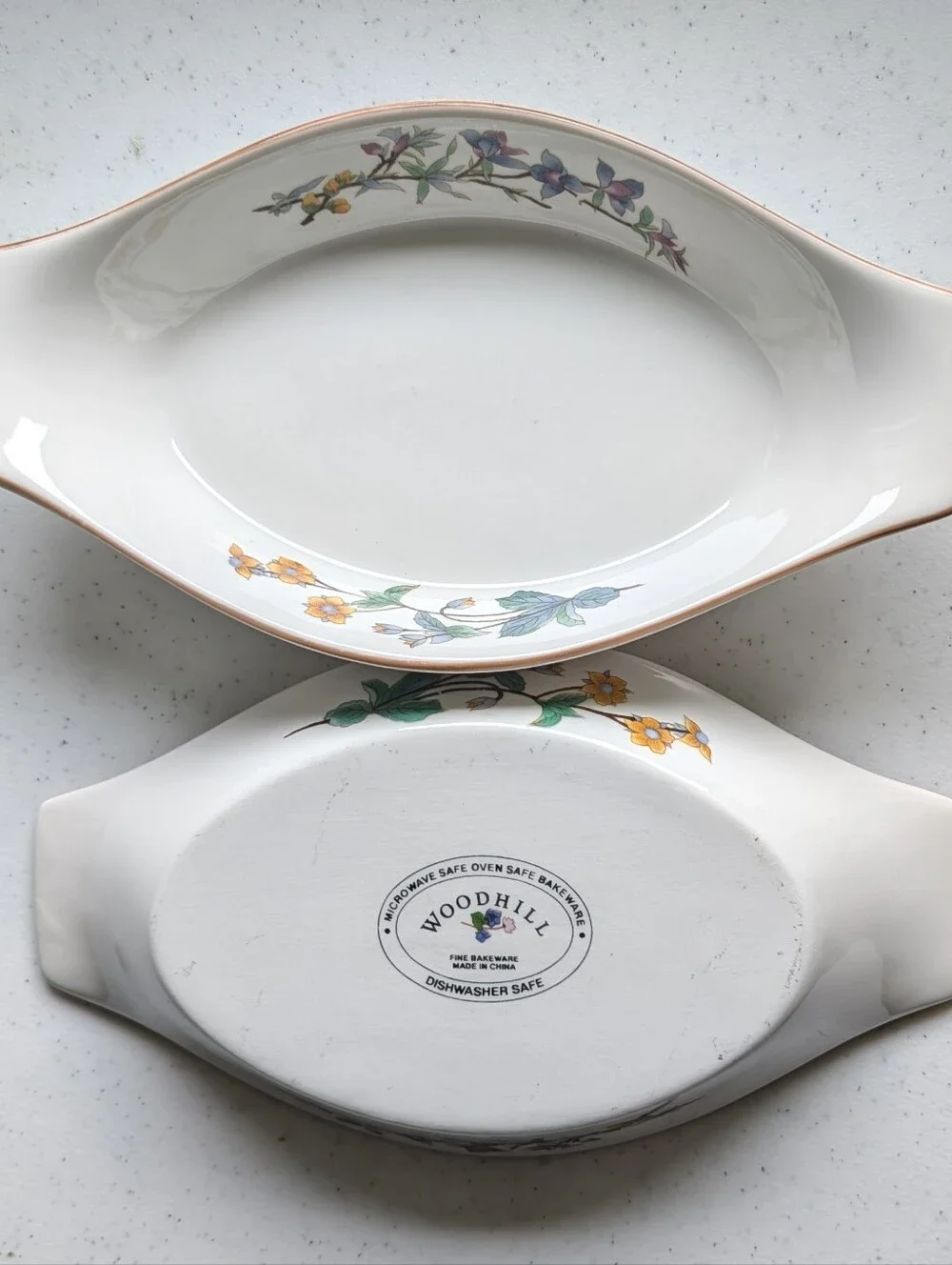 Vintage Citation Woodhill Au Gratin Floral Ceramic Serving Dish 8.5 In Set Of 2